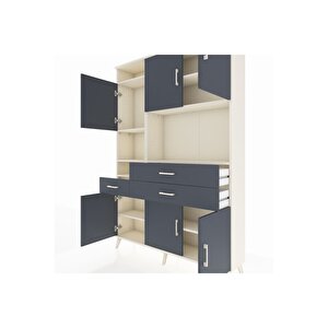 Arges Gardrop 9 Raflı 3 Çekmeceli 6 Kapaklı 132x30x195 Aytaşı-antrasit