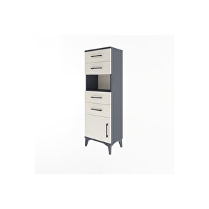 Arges Dolap Tek Raflı 4 Çekmeceli Tek Kapaklı 44x30x134 Antrasit-aytaşı