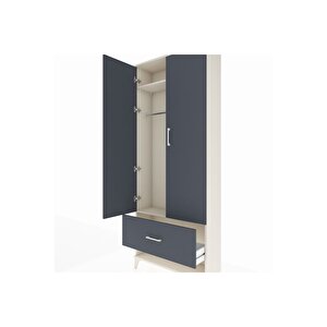 Arges Dolap 2 Raflı Tek Çekmeceli Tek Askılı 88x30x221 Aytaşı-antrasit