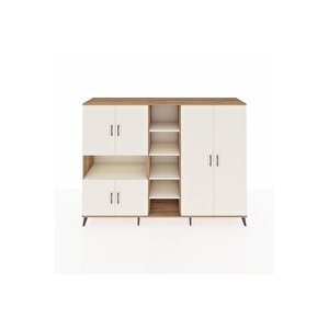 Hyperion Dolap 13 Raflı 6 Kapaklı 220x44x163 Çam-aytaşı