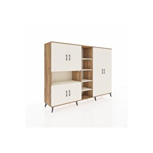 Hyperion Dolap 13 Raflı 6 Kapaklı 220x44x163 Çam-aytaşı