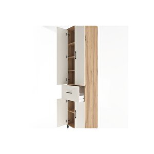 Hyperion Dolap 5 Raflı Tek Çekmeceli 4 Kapaklı 60x44x243 Çam-aytaşı