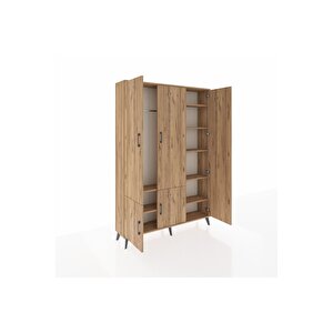 Arges Gardrop 7 Raflı 5 Kapaklı Tek Askılı 132x30x195 Çam-çam