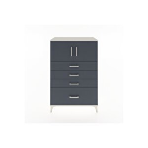 Hyperion Dolap Tek Raflı 4 Çekmeceli 2 Kapaklı 88x44x134 Aytaşı-antrasit