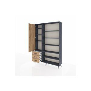 Arges Gardrop 9 Raflı 3 Çekmeceli 3 Kapaklı 132x30x195 Antrasit-çam