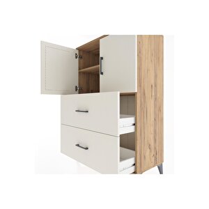 Hyperion Dolap 2 Raflı 2 Çekmeceli 2 Kapaklı 88x44x134 Çam-aytaşı
