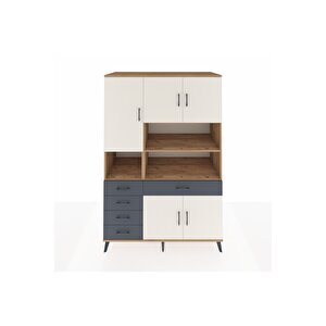 Kronos Dolap 9 Raflı 5 Çekmeceli 5 Kapaklı 132x59x195 Çam-aytaşı/antrasit