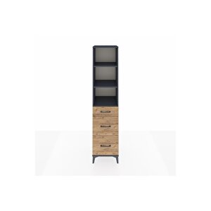 Hyperion Dolap 3 Raflı 3 Çekmeceli Tek Kapaklı 44x44x195 Antrasit-çam