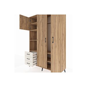 Hyperion Dolap 6 Raflı 3 Çekmeceli Tek Askılı 132x44x195 Çam-çam/aytaşı