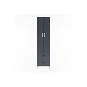 Arges Dolap 4 Raflı 2 Çekmeceli 2 Kapaklı 60x30x243 Antrasit-antrasit