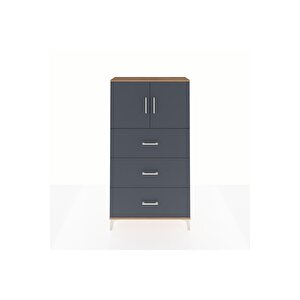 Arges Dolap 2 Raflı 3 Çekmeceli 2 Kapaklı 88x30x163 Çam-antrasit