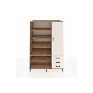 Kronos Dolap 9 Raflı 3 Çekmeceli Tek Kapaklı  132x59x195 Çam-aytaşı/aytaşı