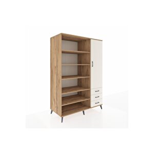 Kronos Dolap 9 Raflı 3 Çekmeceli Tek Kapaklı  132x59x195 Çam-aytaşı/aytaşı