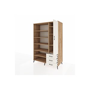 Kronos Dolap 9 Raflı 3 Çekmeceli Tek Kapaklı  132x59x195 Çam-aytaşı/aytaşı