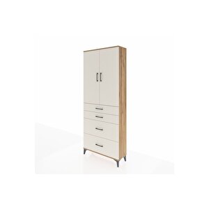 Arges Dolap 2 Raflı 4 Çekmeceli 2 Kapaklı 88x30x221 Çam-aytaşı