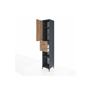 Hyperion Dolap 4 Raflı 2 Çekmeceli Tek Kapaklı 44x44x243 Antrasit-çam