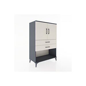 Hyperion Dolap 2 Raflı 2 Çekmeceli 2 Kapaklı 88x44x134 Antrasit-aytaşı