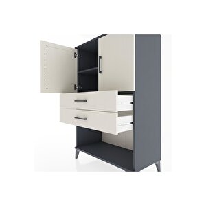 Hyperion Dolap 2 Raflı 2 Çekmeceli 2 Kapaklı 88x44x134 Antrasit-aytaşı