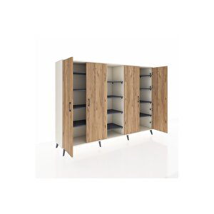 Hyperion Dolap 12 Raflı 4 Kapaklı 220x44x163 Aytaşı-çam/antrasit