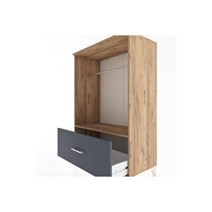 Hyperion Dolap Tek Raflı Tek Çekmeceli Tek Askılı 88x44x134 Çam-antrasit