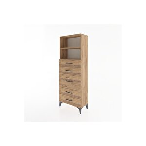 Arges Dolap 2 Raflı 5 Çekmeceli 60x30x163 Çam-çam