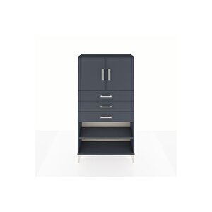 Arges Dolap 3 Raflı 3 Çekmeceli 2 Kapaklı 88x30x163 Antrasit-antrasit