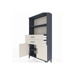 Arges Dolap 3 Raflı 2 Çekmeceli 2 Kapaklı 88x30x163 Antrasit-aytaşı