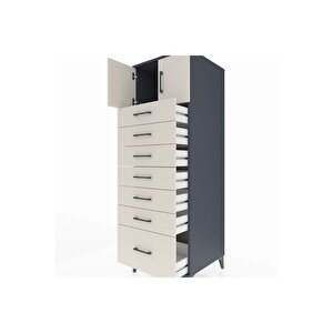 Kronos Dolap Tek Raflı 7 Çekmeceli 2 Kapaklı 60x59x182 Antrasit-aytaşı