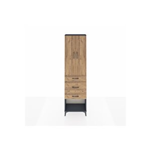 Arges Dolap 3 Raflı 3 Çekmeceli 2 Kapaklı 60x30x221 Antrasit-çam