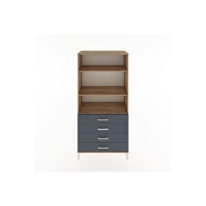 Hyperion Dolap 3 Raflı 4 Çekmeceli 88x44x182 Çam-antrasit