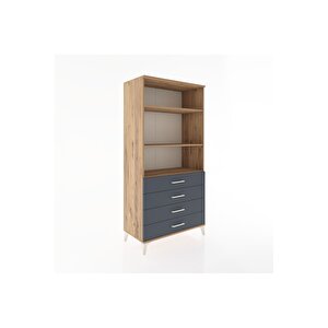 Hyperion Dolap 3 Raflı 4 Çekmeceli 88x44x182 Çam-antrasit