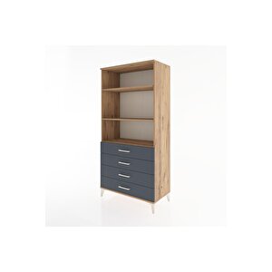 Hyperion Dolap 3 Raflı 4 Çekmeceli 88x44x182 Çam-antrasit