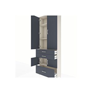 Arges Dolap 4 Raflı 3 Çekmeceli 4 Kapaklı 88x30x243 Aytaşı-antrasit
