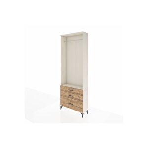 Arges Dolap Tek Raflı 3 Çekmeceli Tek Askılı 88x30x243 Aytaşı-çam