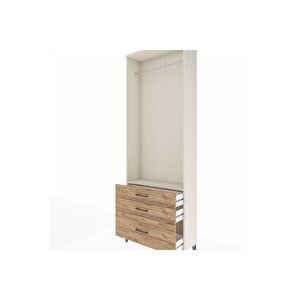 Arges Dolap Tek Raflı 3 Çekmeceli Tek Askılı 88x30x243 Aytaşı-çam