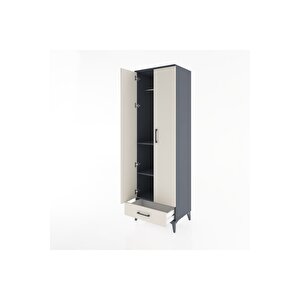 Hyperion Dolap 3 Raflı Tek Çekmeceli Tek Askılı 60x44x195 Antrasit-aytaşı