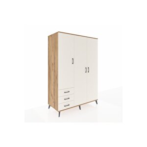 Kronos Dolap 6 Raflı 3 Çekmeceli Tek Askılı 132x59x195 Çam-aytaşı/aytaşı