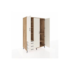 Kronos Dolap 6 Raflı 3 Çekmeceli Tek Askılı 132x59x195 Çam-aytaşı/aytaşı