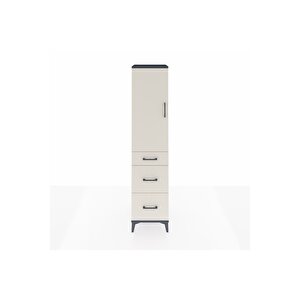 Hyperion Dolap 3 Raflı 3 Çekmeceli Tek Kapaklı 44x44x195 Antrasit-aytaşı