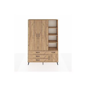 Arges Gardrop 5 Raflı 4 Çekmeceli Tek Askılı 132x30x195 Çam-çam