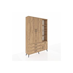 Arges Gardrop 5 Raflı 4 Çekmeceli Tek Askılı 132x30x195 Çam-çam