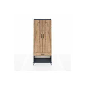 Arges Dolap 4 Raflı Tek Çekmeceli 2 Kapaklı 88x30x221 Antrasit-çam
