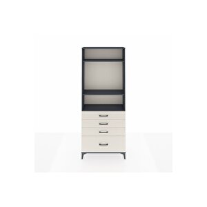 Arges Dolap 3 Raflı 4 Çekmeceli 88x30x221 Antrasit-aytaşı