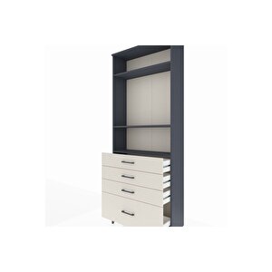 Arges Dolap 3 Raflı 4 Çekmeceli 88x30x221 Antrasit-aytaşı