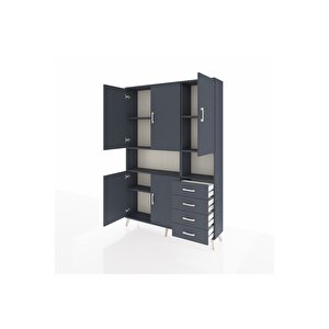 Arges Gardrop 7 Raflı 4 Çekmeceli 5 Kapaklı 132x30x195 Antrasit-antrasit