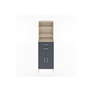 Hyperion Dolap 4 Raflı 2 Çekmeceli 2 Kapaklı 60x44x195 Aytaşı-antrasit