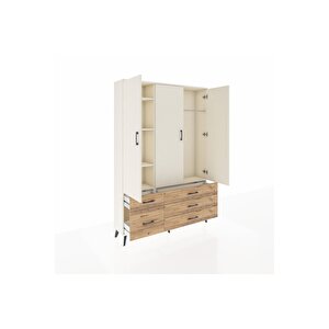 Arges Dolap 5 Raflı 5 Çekmeceli Tek Askılı 132x30x195 Aytaşı-aytaşı/çam