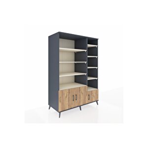 Kronos Dolap 10 Raflı 3 Kapaklı 132x59x195 Antrasit-çam/aytaşı