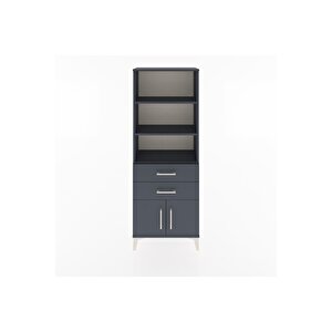 Arges Dolap 3 Raflı 2 Çekmeceli 2 Kapaklı 60x30x163 Antrasit-antrasit