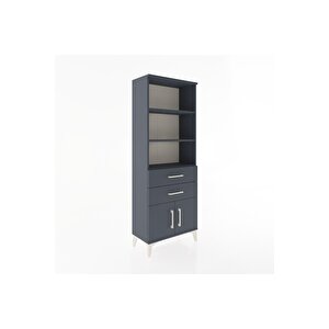 Arges Dolap 3 Raflı 2 Çekmeceli 2 Kapaklı 60x30x163 Antrasit-antrasit